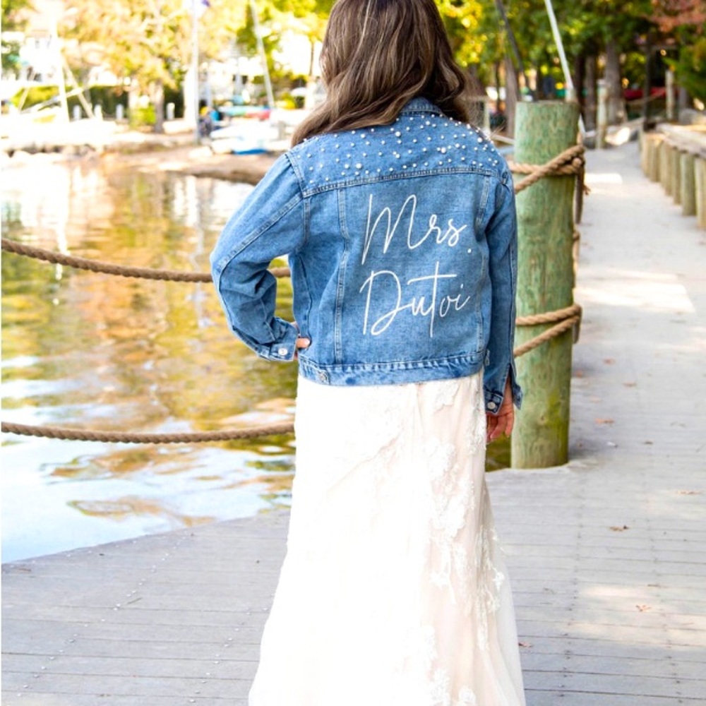 Custom bride pearl jean jacket